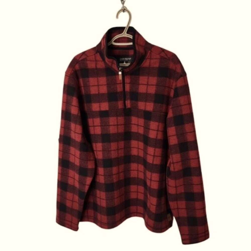 John Wayne Stock & Supply Men's Sweater Size XXL Plaid Flannel 1/4 Zip Pullover